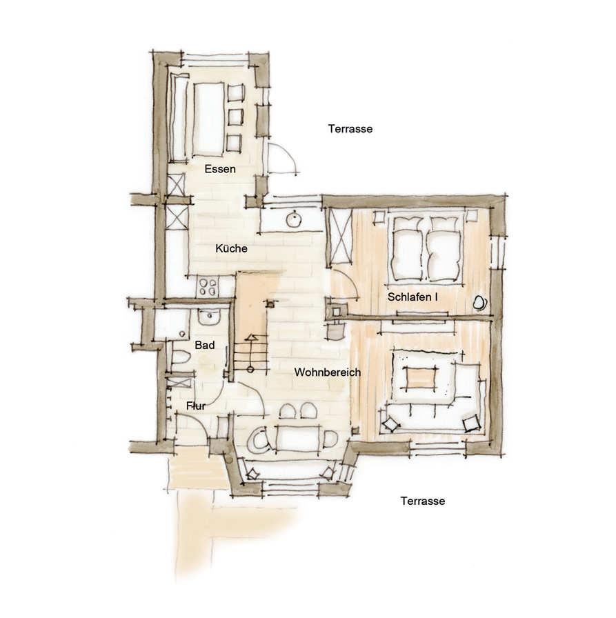 grundriss ferienwohnung unten