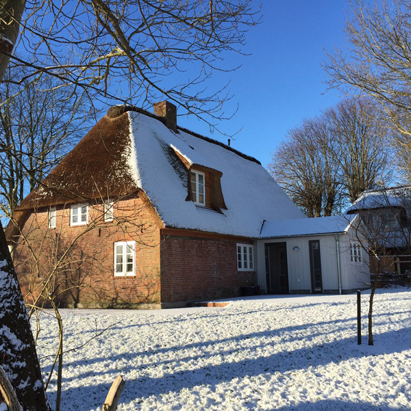Wattgut Ferienwohnung Reetdachhaus im Winter